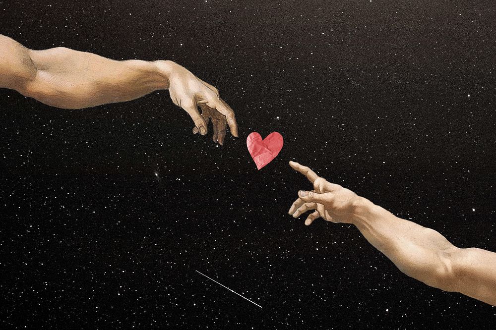 Creation of Adam background, Valentine's aesthetic, famous artwork remixed by rawpixel.