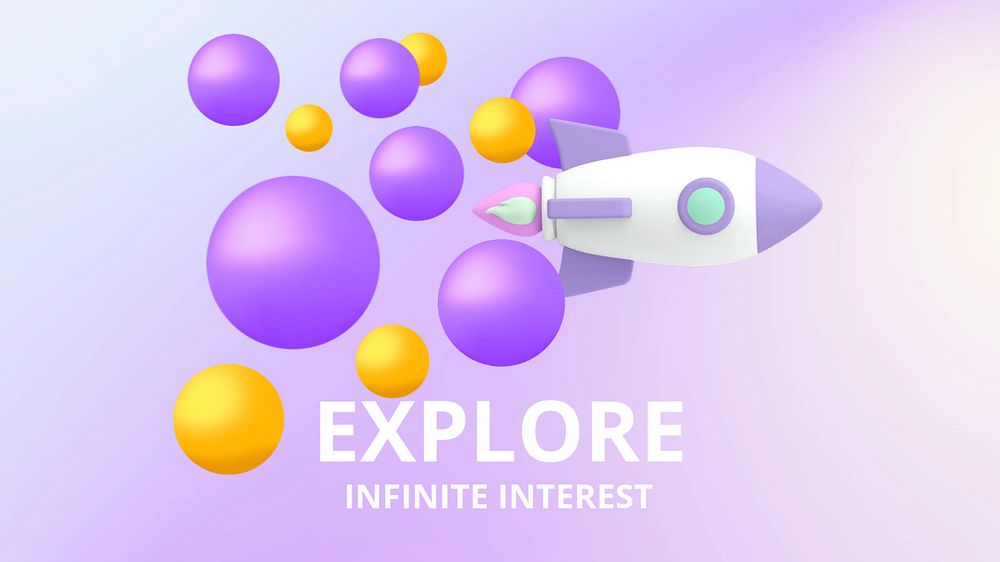 Explore rocket YouTube banner template, gradient pastel design