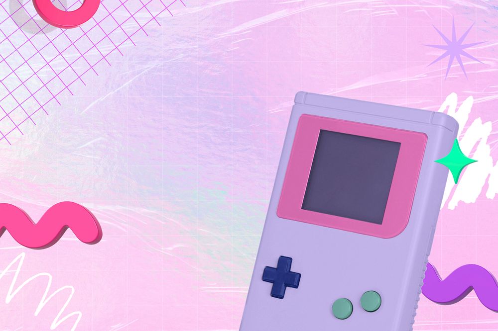 Retro game background, pink memphis design