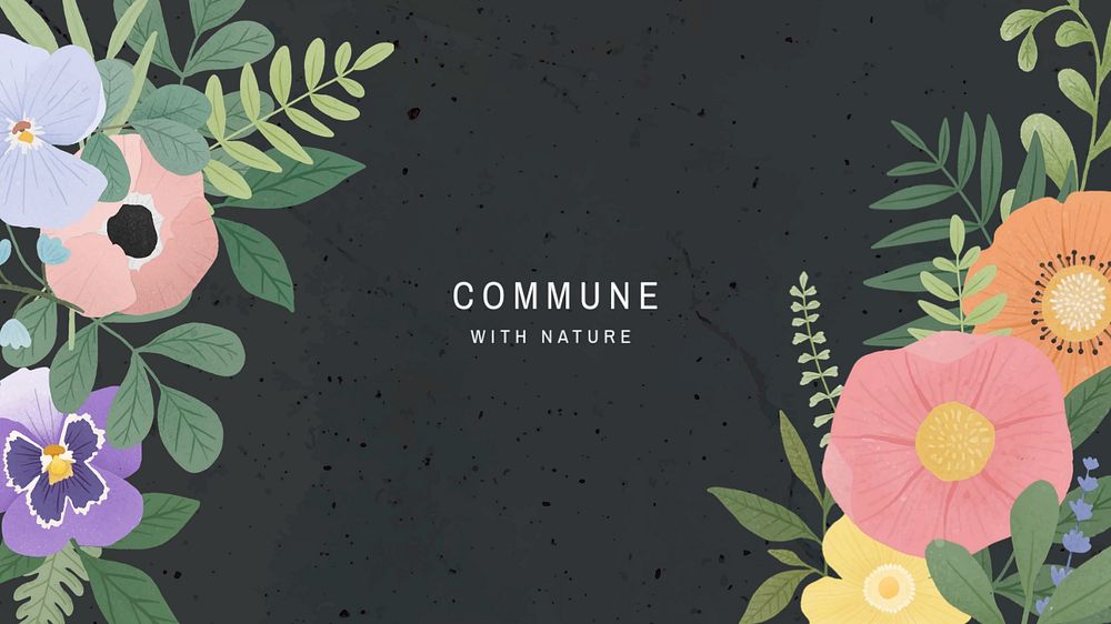 Dark botanical Facebook cover template, floral design