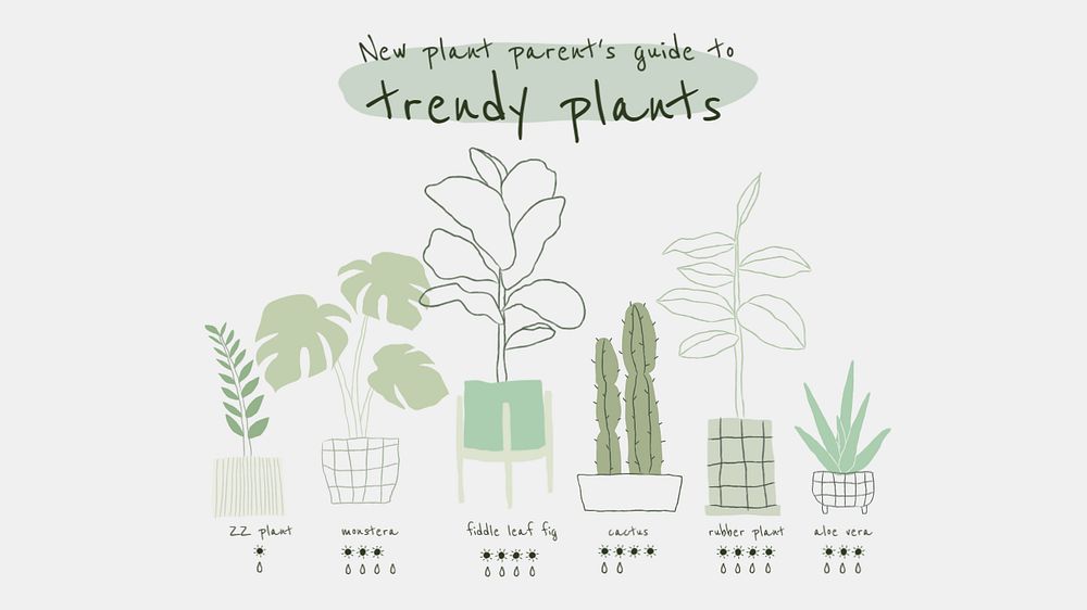 Trendy houseplants blog banner template, editable design