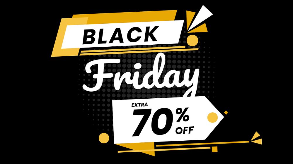 Black Friday blog banner template, yellow funky design, editable text