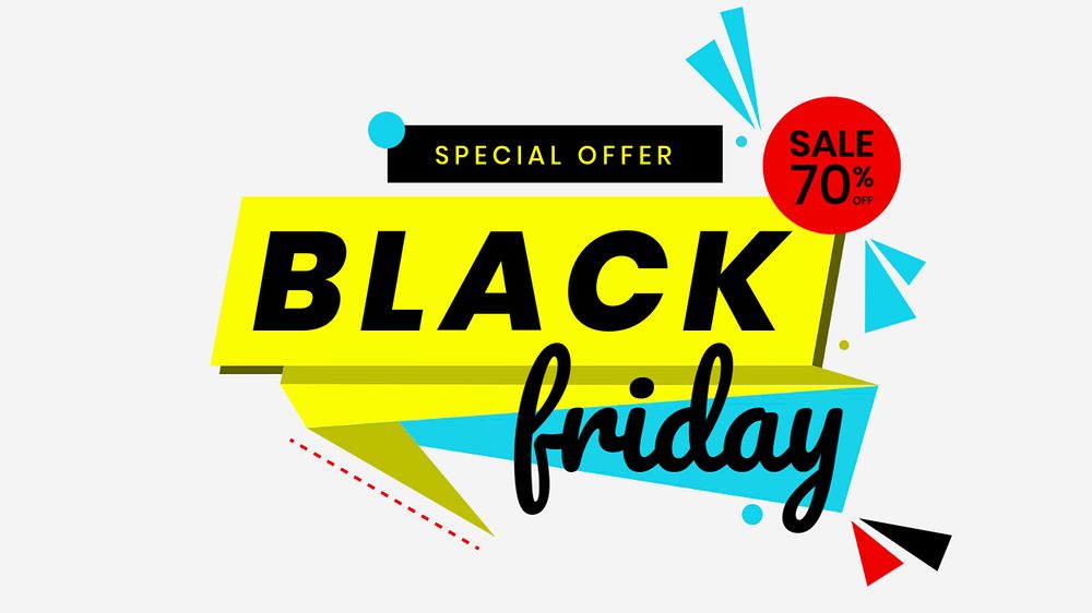 Black Friday blog banner template, colorful funky design, editable text