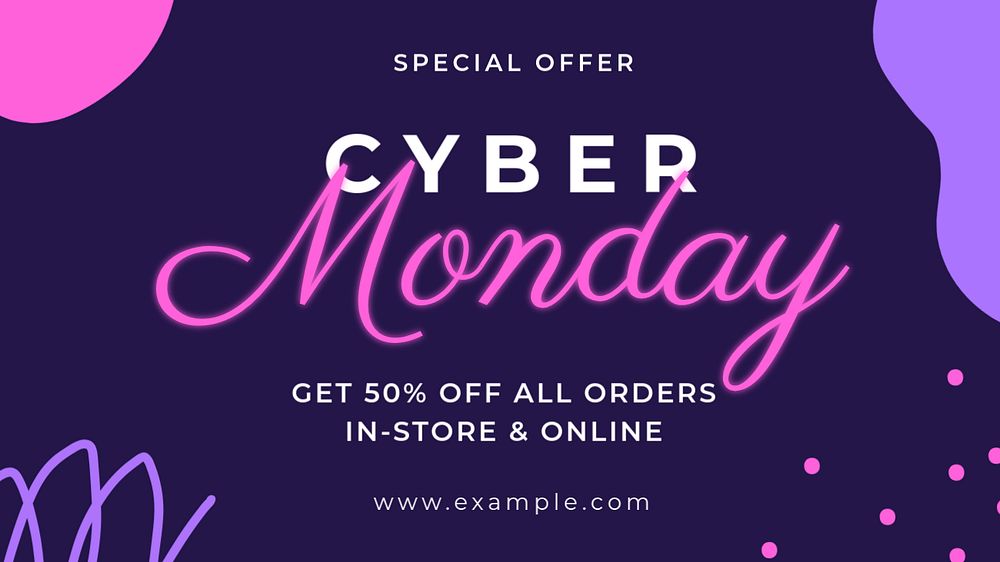 Cyber Monday blog banner template, Memphis design