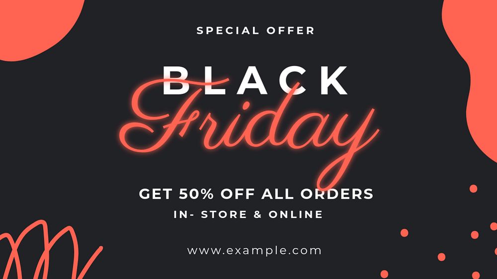 Black Friday blog banner template, Memphis design