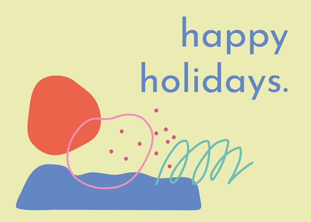 Happy holidays editable card template, abstract Memphis design