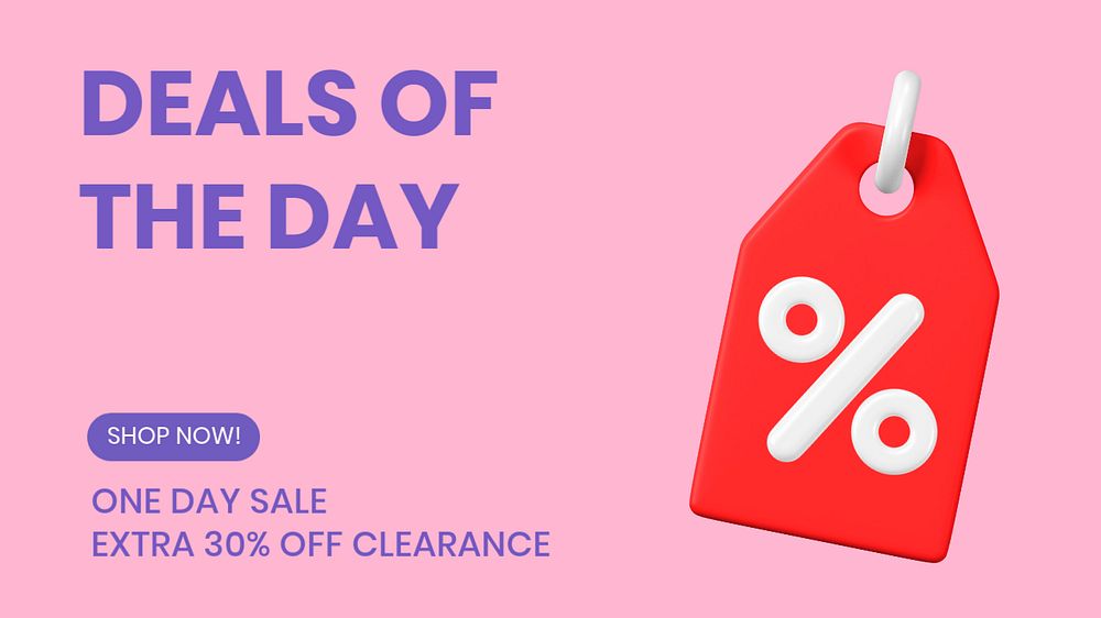 Shopping deal blog banner template, editable colorful 3D design