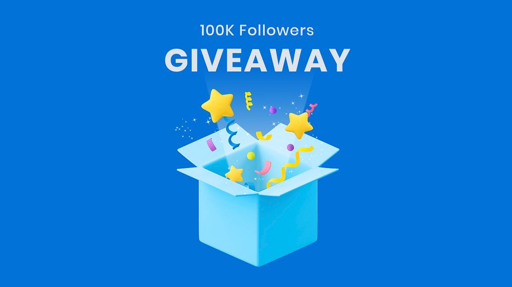 Giveaway blog banner template, editable colorful 3D design