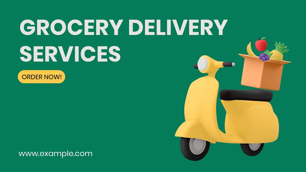 Grocery delivery blog banner template, editable colorful 3D design