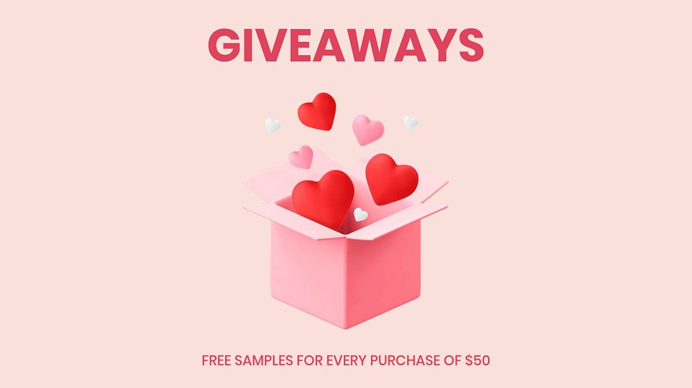 Giveaway blog banner template, editable colorful 3D design