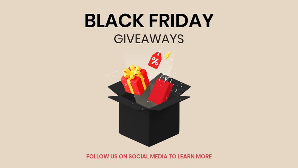 Black Friday blog banner template, editable colorful 3D design