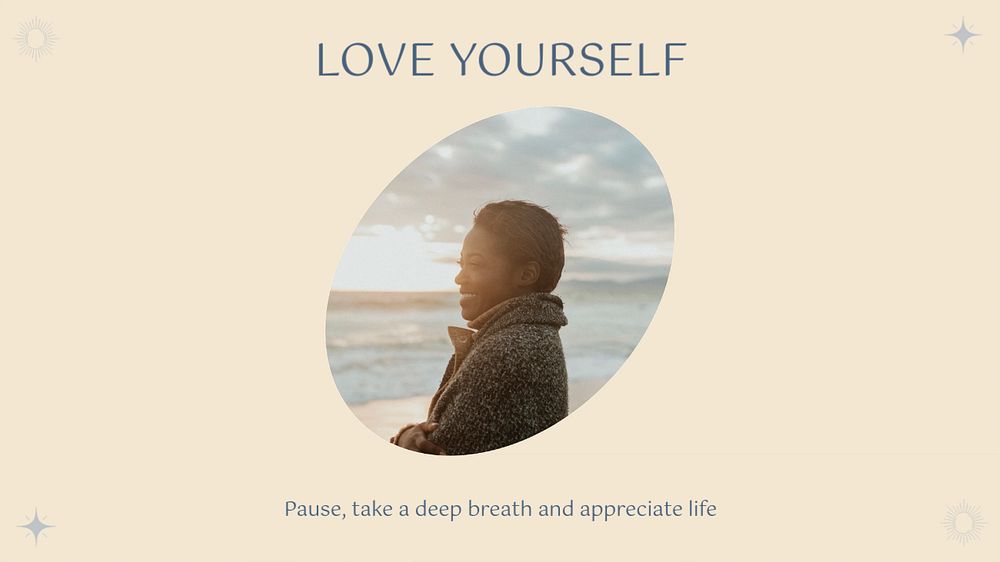 Love yourself ppt presentation template, editable aesthetic design