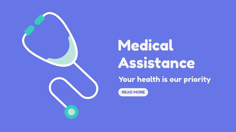 Medical assistance blog banner template, healthcare & hospital design