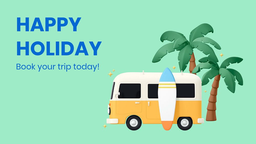 Happy holiday blog banner template, travel & vacation design