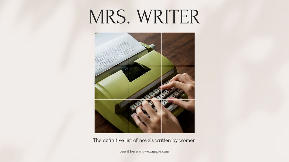 Novels by women blog banner template, editable design