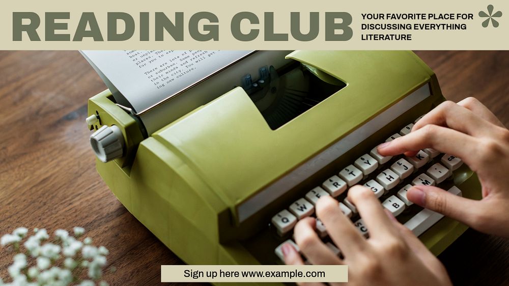 Reading club blog banner template, editable design