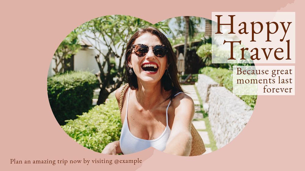 Happy travel blog banner template, editable design