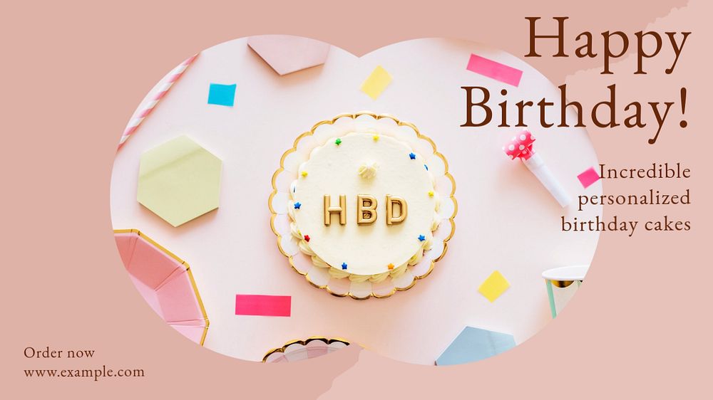 Happy birthday blog banner template, editable design