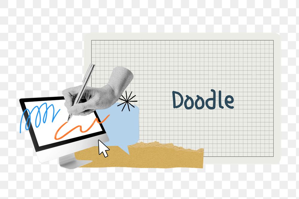 Doodle png word, creative collage art, editable design