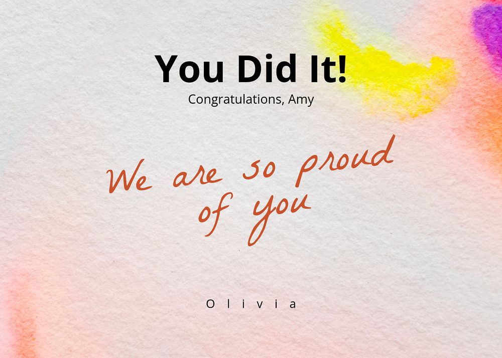 You did it card template, editable design