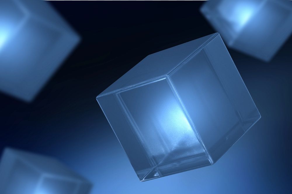 Editable 3D blue cubic background, digital remix