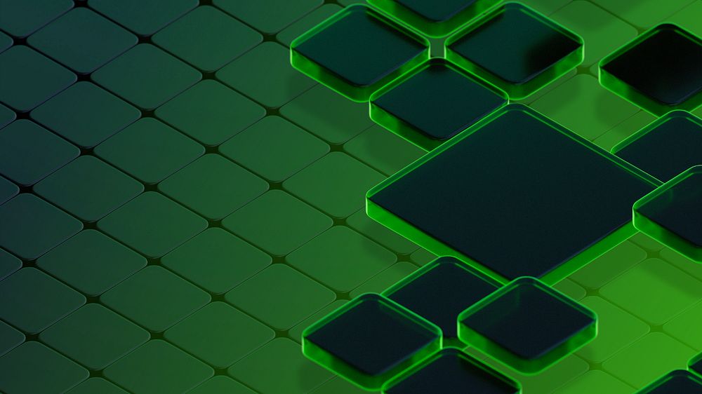 Green 3D tiles desktop wallpaper, editable geometric shape