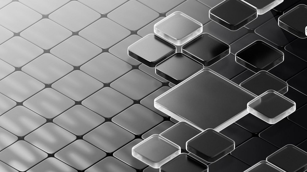 Editable black tiles desktop wallpaper, 3D geometric shape