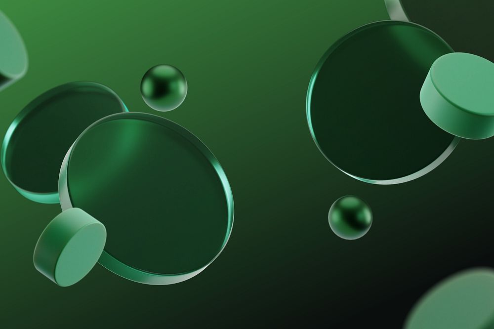 Editable 3D geometric green background, round shape design