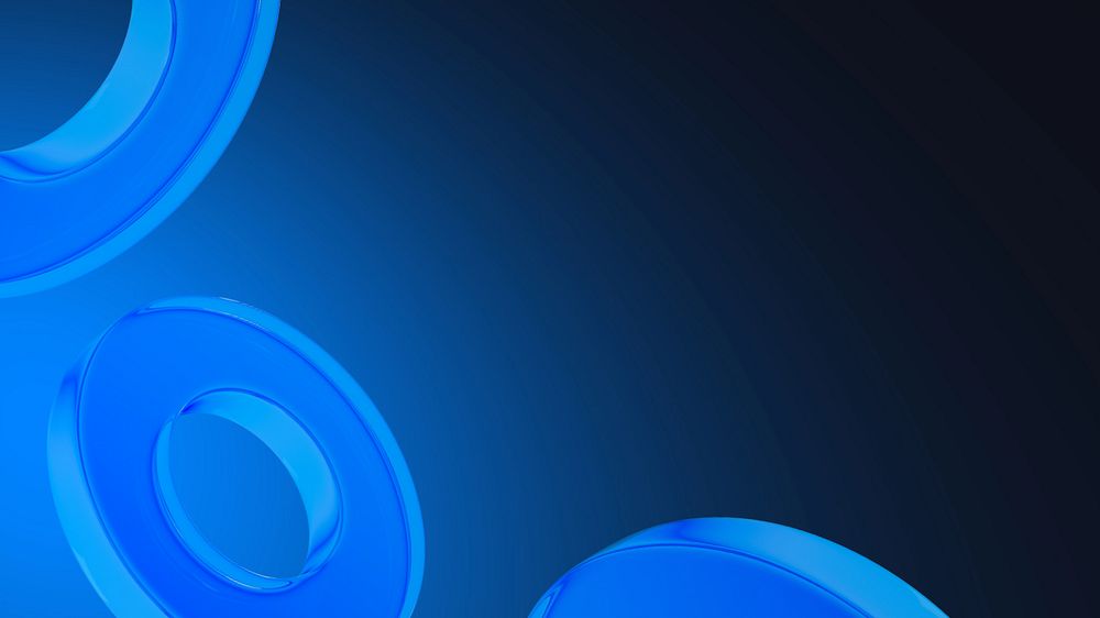 Editable blue rings desktop wallpaper, 3D geometric shape design