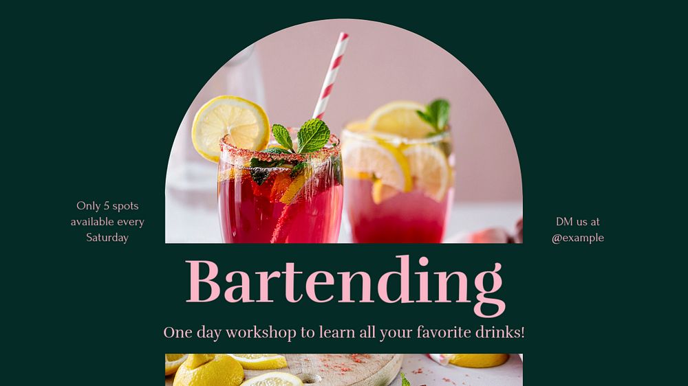 Bartending workshop blog banner template, editable design