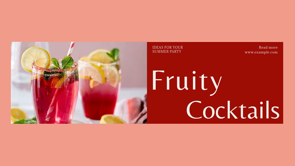 Fruity cocktails blog banner template, editable design