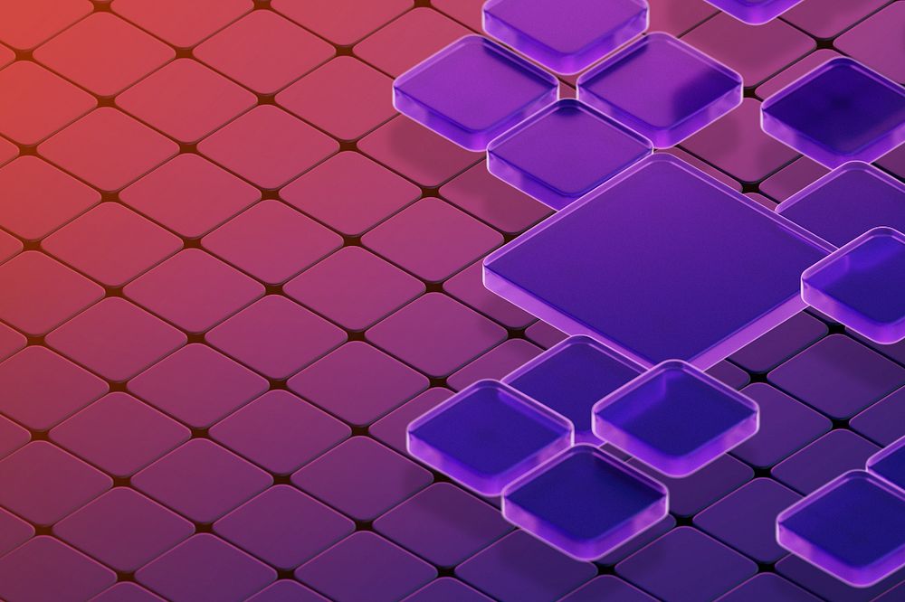 Purple 3D tiles background, editable geometric shape