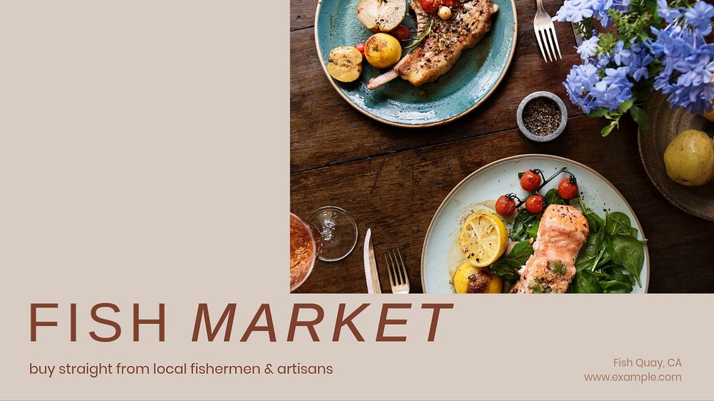 Fish market blog banner template, editable design