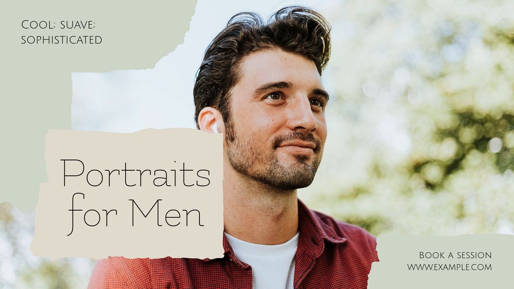 Portraits for men blog banner template, editable design