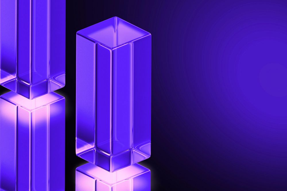 Purple glass pillar background, editable 3D geometric shape