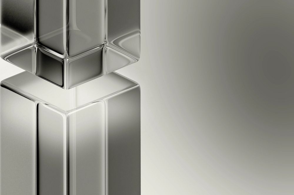 Gray glass pillar, editable 3D geometric shape