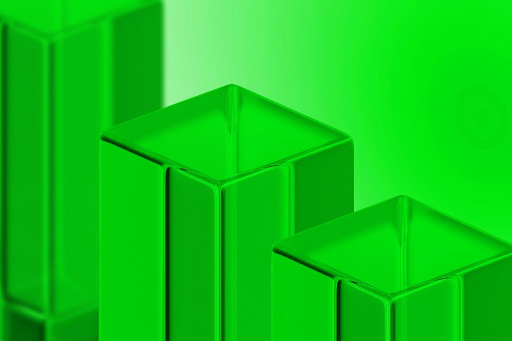 Green glass pillar, editable 3D geometric shape