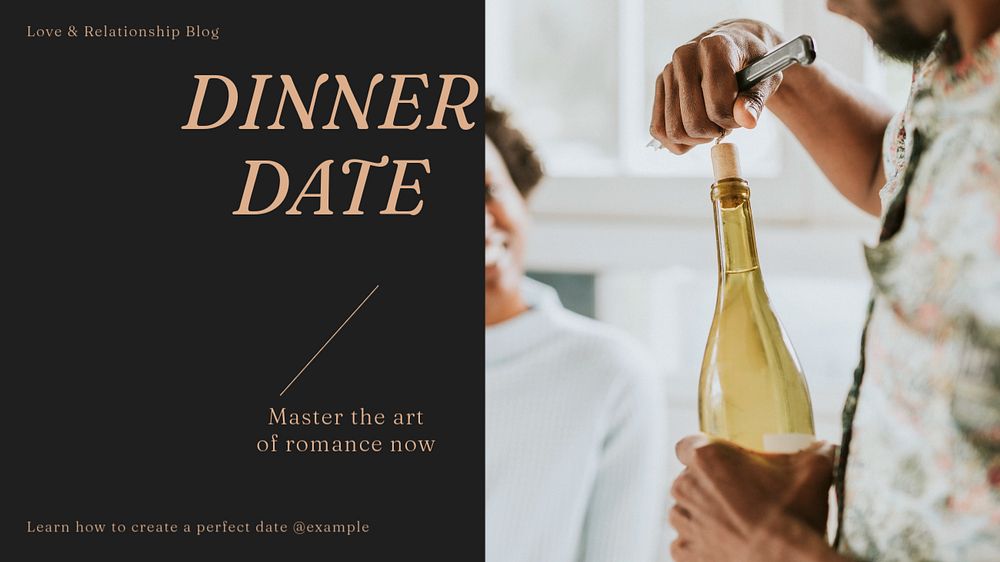 Dinner date blog banner template, editable design