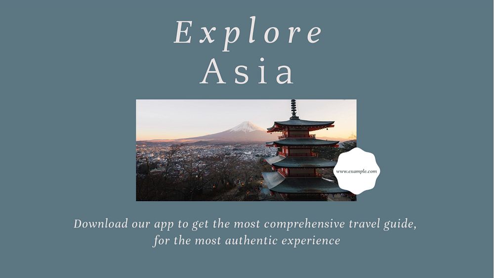 Explore asia app blog banner template, editable design