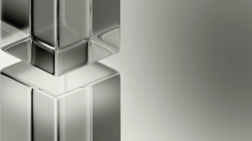 Gray glass pillar desktop wallpaper, editable 3D geometric shape