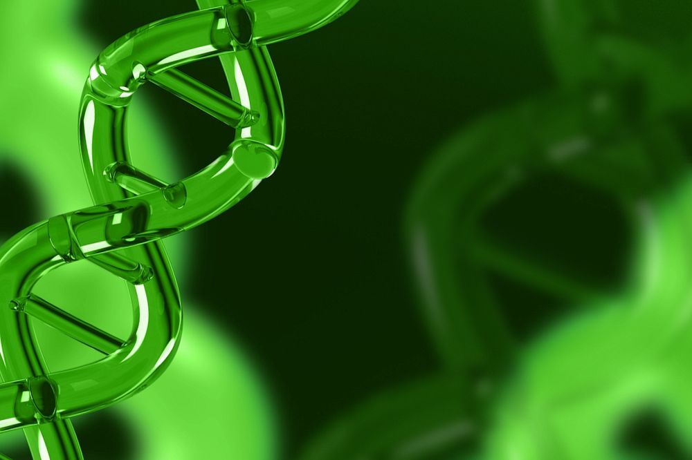 Editable DNA helix green background, science remix design