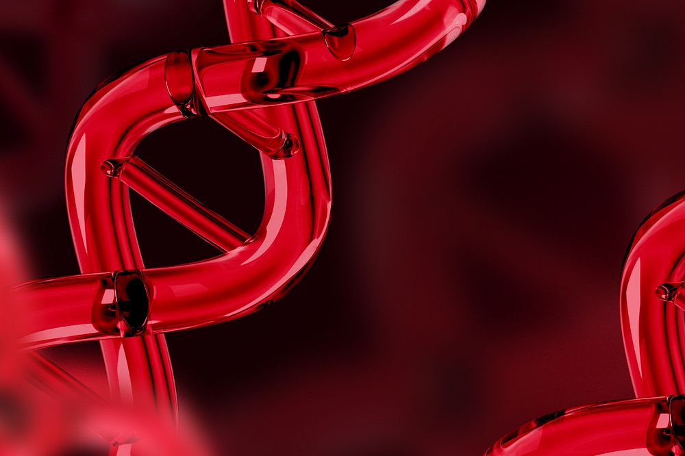 Editable science red DNA background, remix design