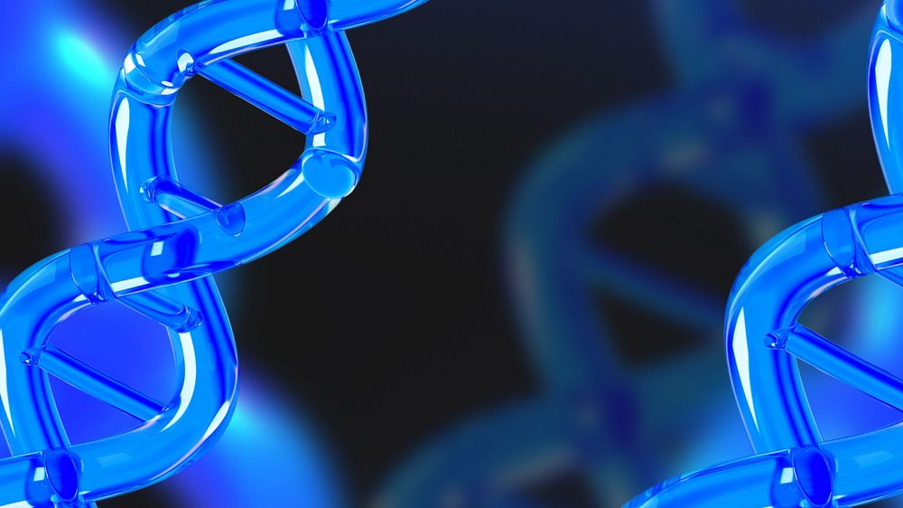 DNA helix blue desktop wallpaper, editable science remix design