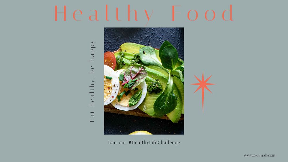 Healthy food blog banner template, editable text