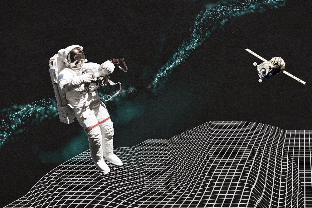 Editable space technology, astronaut & wireframe design