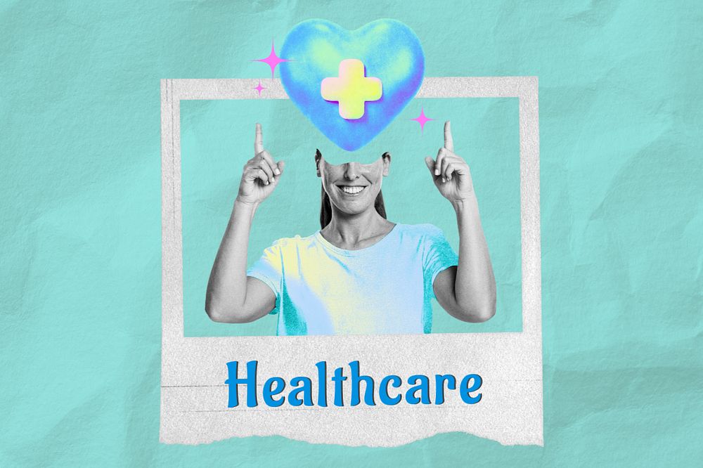 Editable healthcare word instant photo frame collage remix