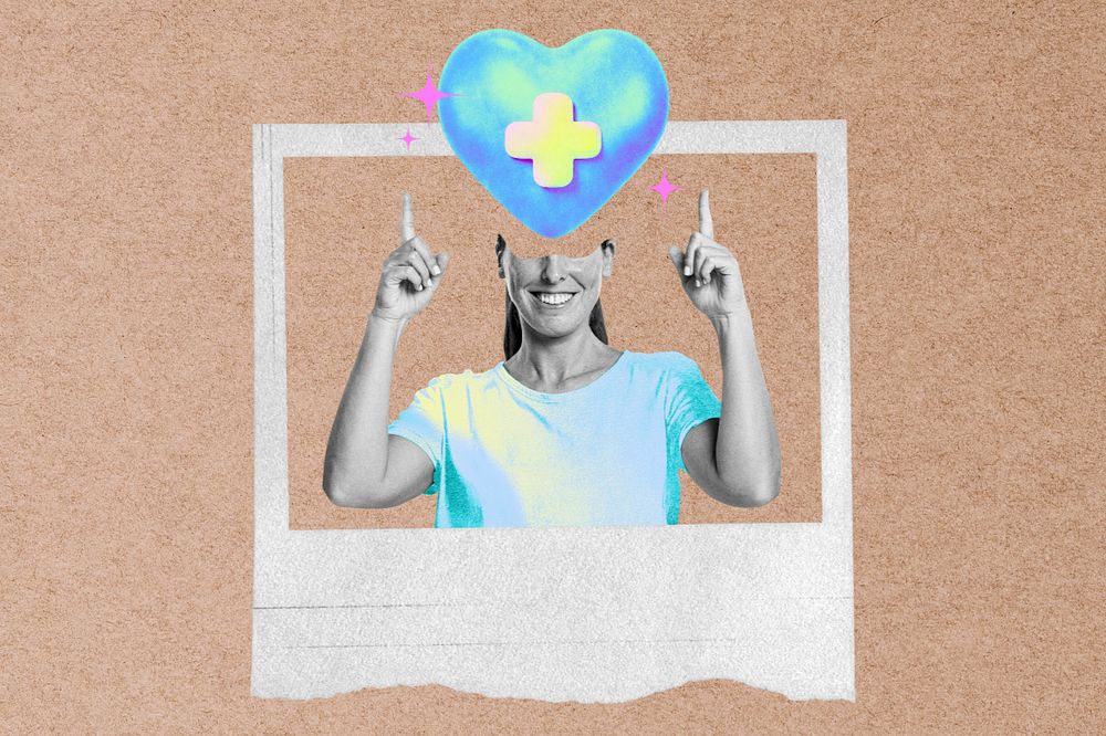 Gradient healthcare, editable instant film frame collage remix