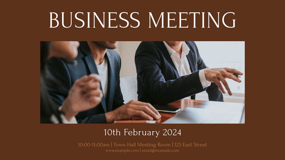 Business meeting blog banner template, editable design