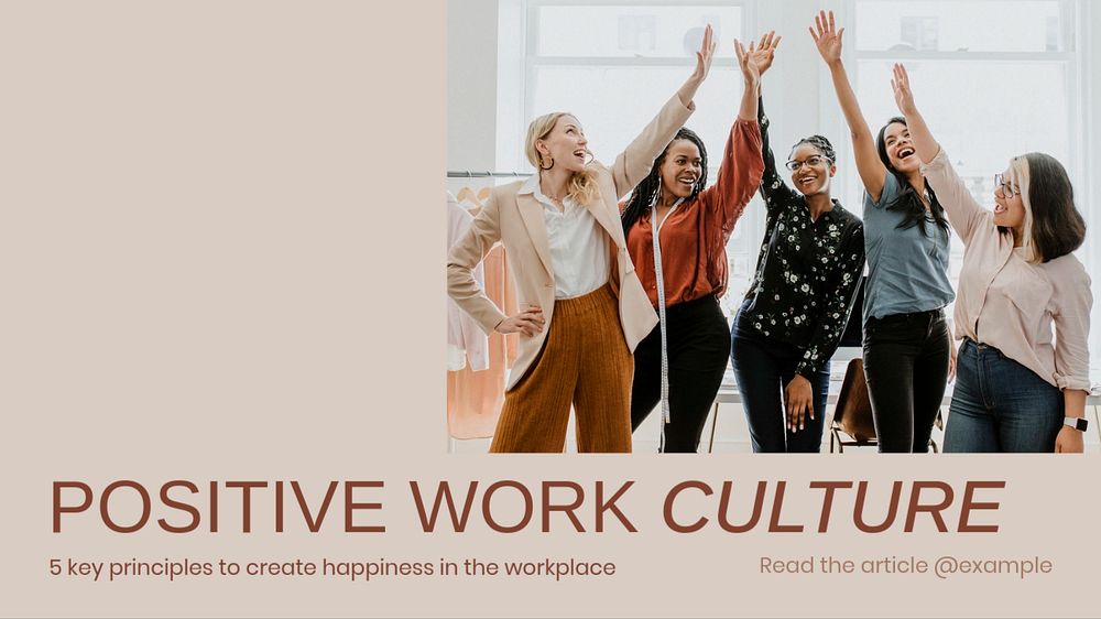 Positive work culture blog banner template, editable design