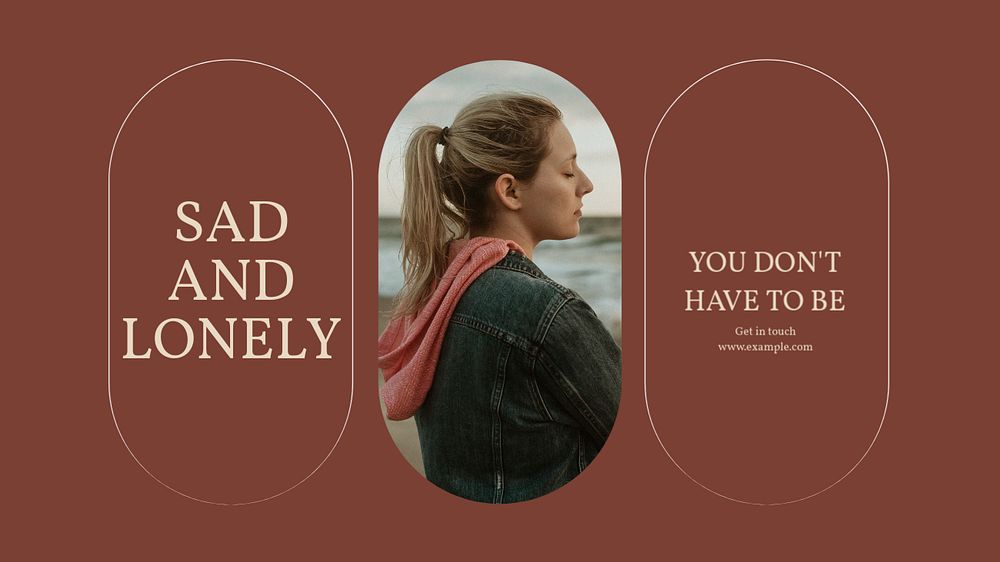 Sad and lonely blog banner template, editable design